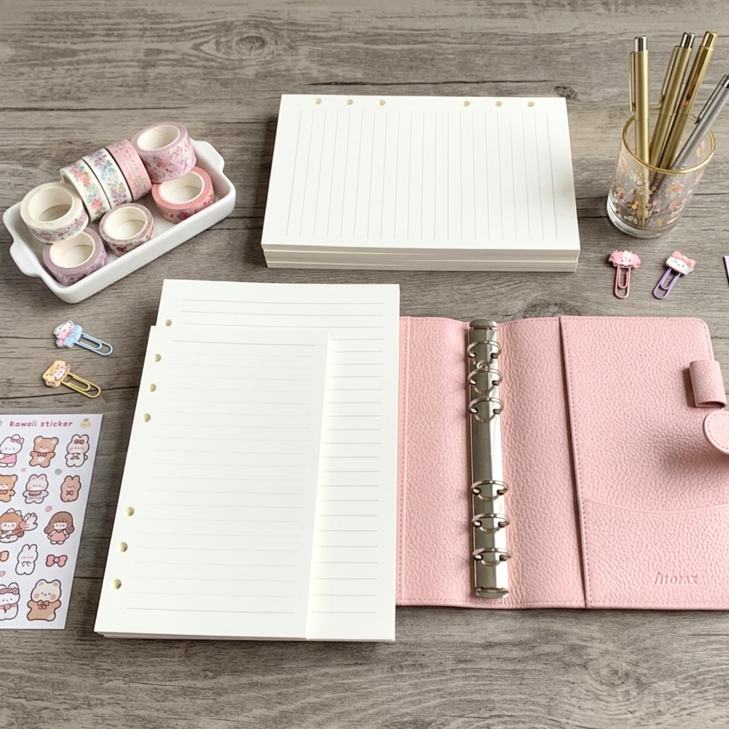 refill insert loose sheets lined paper pages refills for A5 or A6 journal Filofax compatible