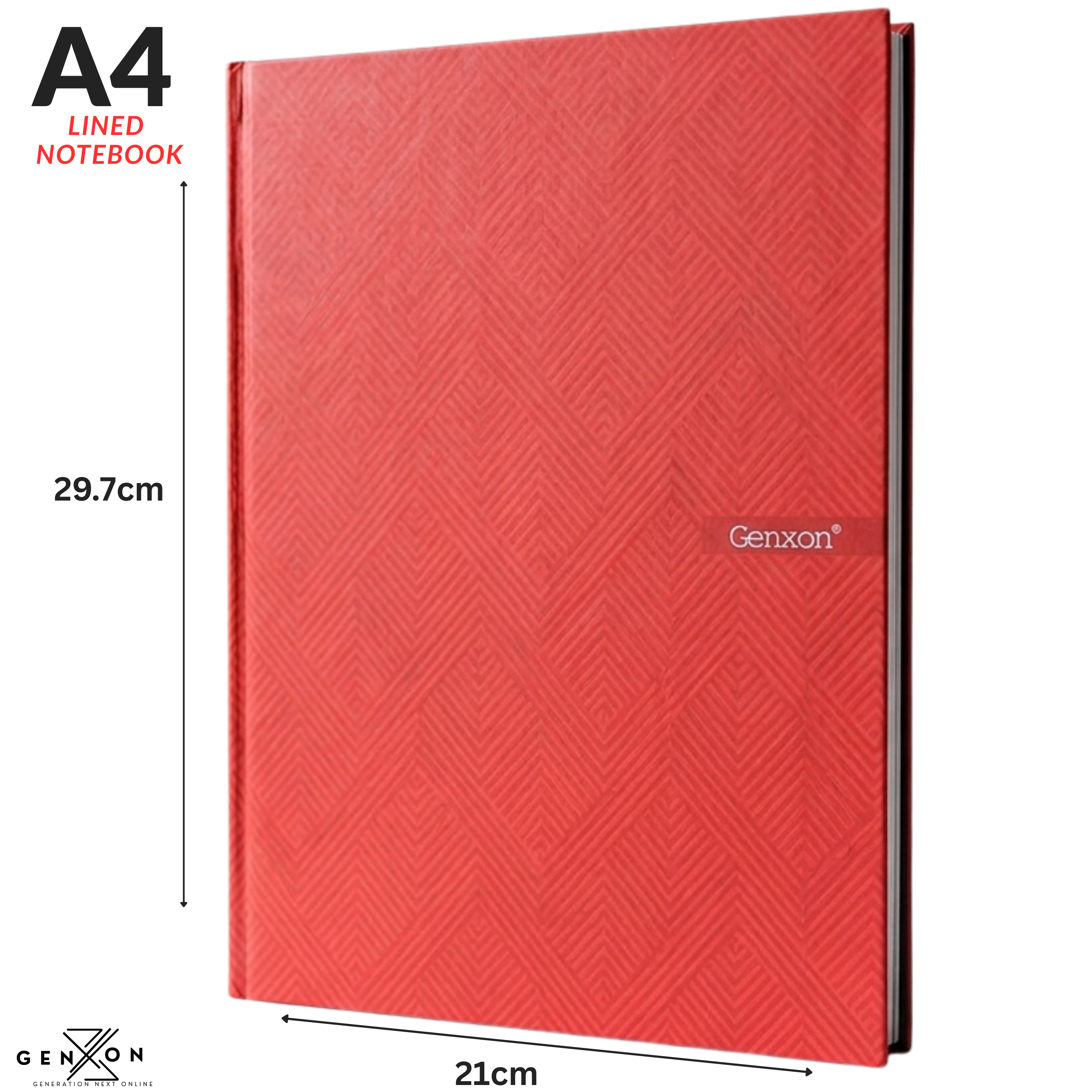 A4 Hardback Notebook 160 Pages 100gsm Lined Ruled with Margin Red Black Blue