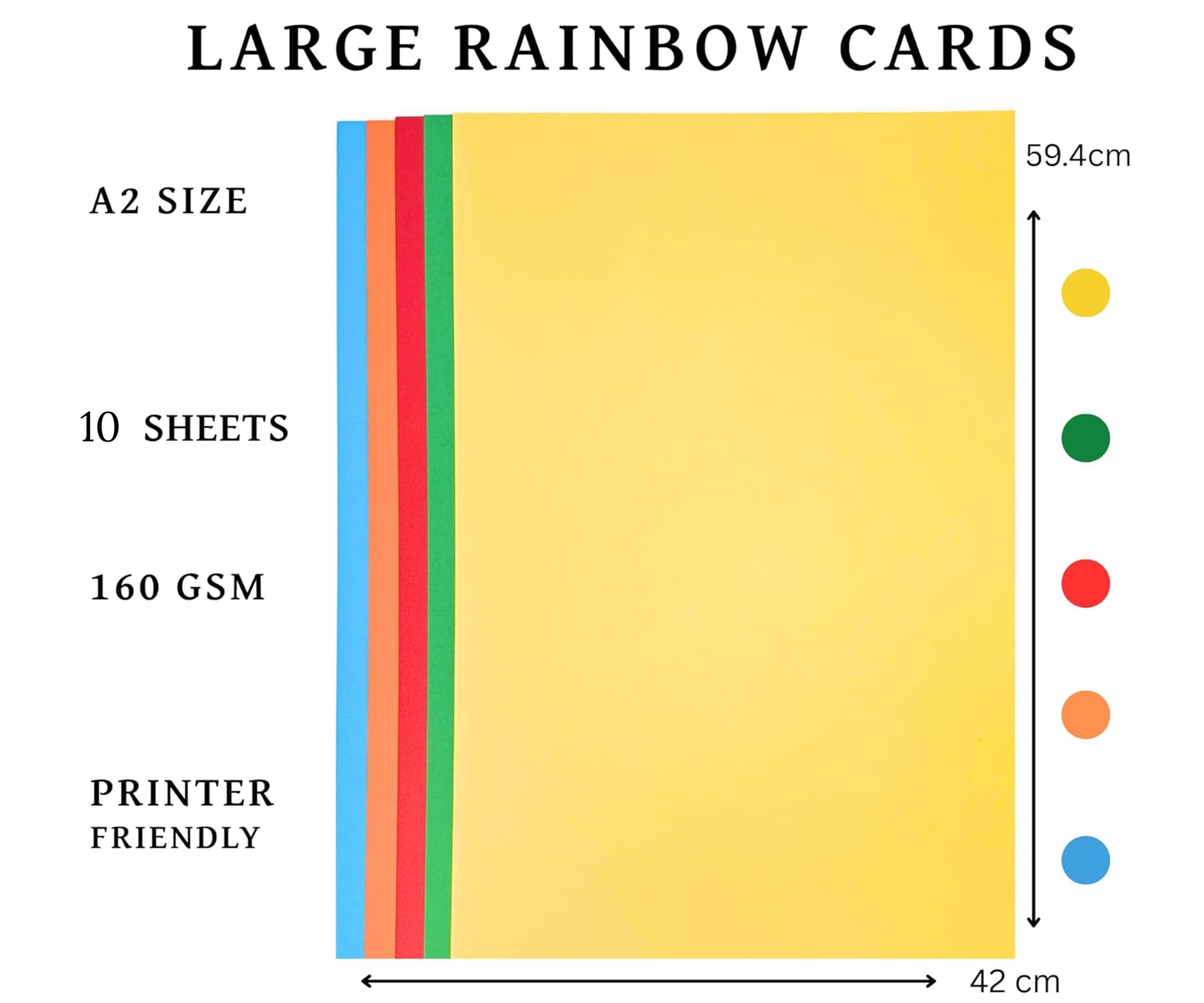 A2 Craft Card – Pack of 10 Sheets | Thick Cardstock | 3 Colour Choices
