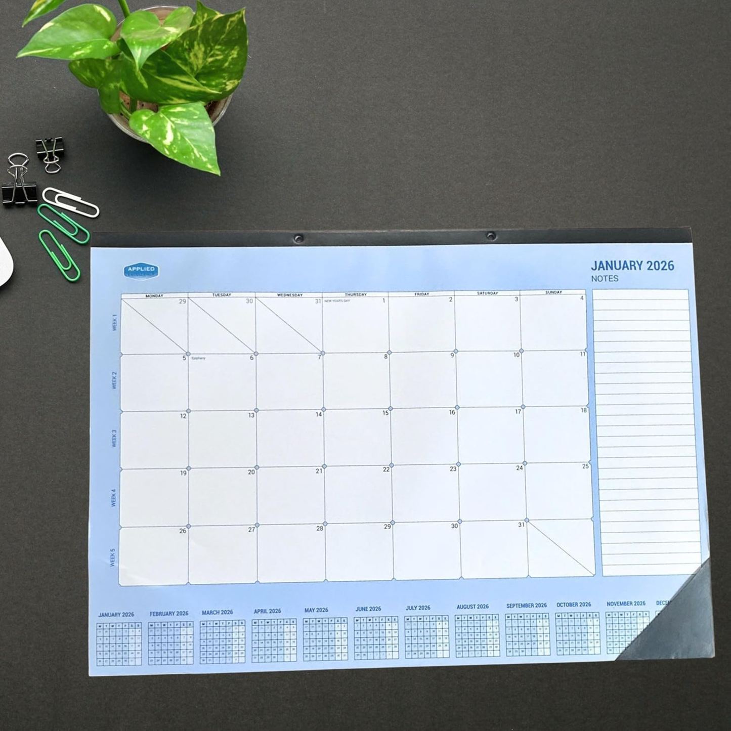 A2 Desk Calendar 2026 | Large Month to View Organiser Planner Pad | Jan–Dec | Home Office School