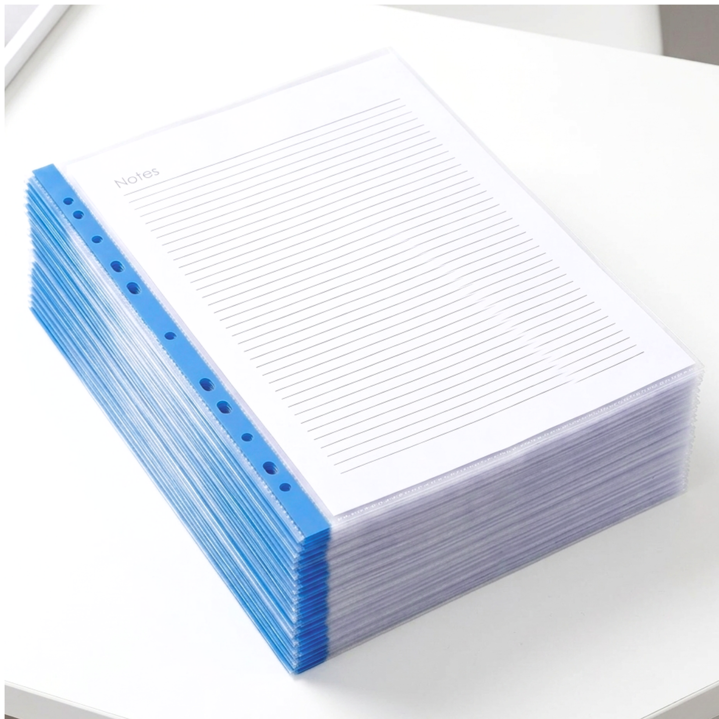 A4 Punch Pockets Pack of 50 – Crystal Clear Filing Wallets with Coloured Spine