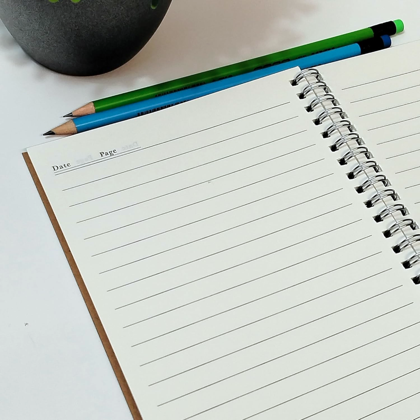 Lined Notebook – Spiral Wirebound Writing Journal | Kraft Cover | Wide Ruled | 80 Sheets | A4 & A5