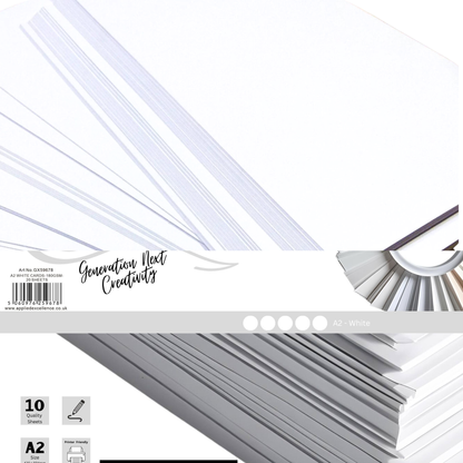 Packaging of white A2 cards with 'Generation Next Creativity' branding on a white background.