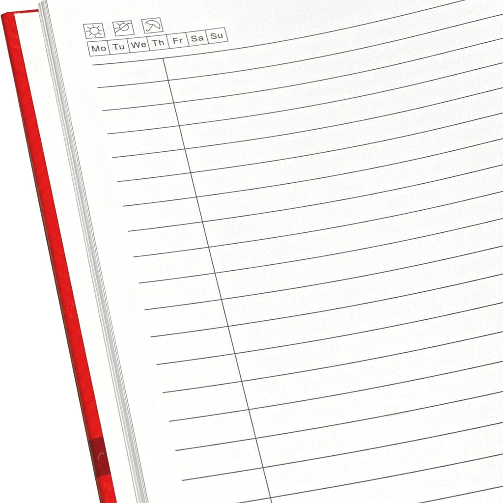A4 Hardback Notebook 160 Pages 100gsm Lined Ruled with Margin Red Black Blue