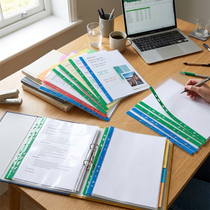 A4 Punch Pockets Pack of 50 – Crystal Clear Filing Wallets with Coloured Spine