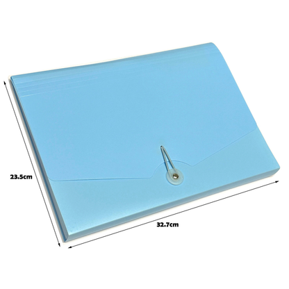 Expanding File Folder A4 – 12 Pocket Document Organiser with Index Labels | Pastel Pink, Blue & Green