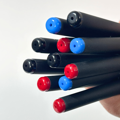 Ball Point Gel Pens Pack of 12 – Black, Blue & Red Ink + 1 Free Refill Per Colour
