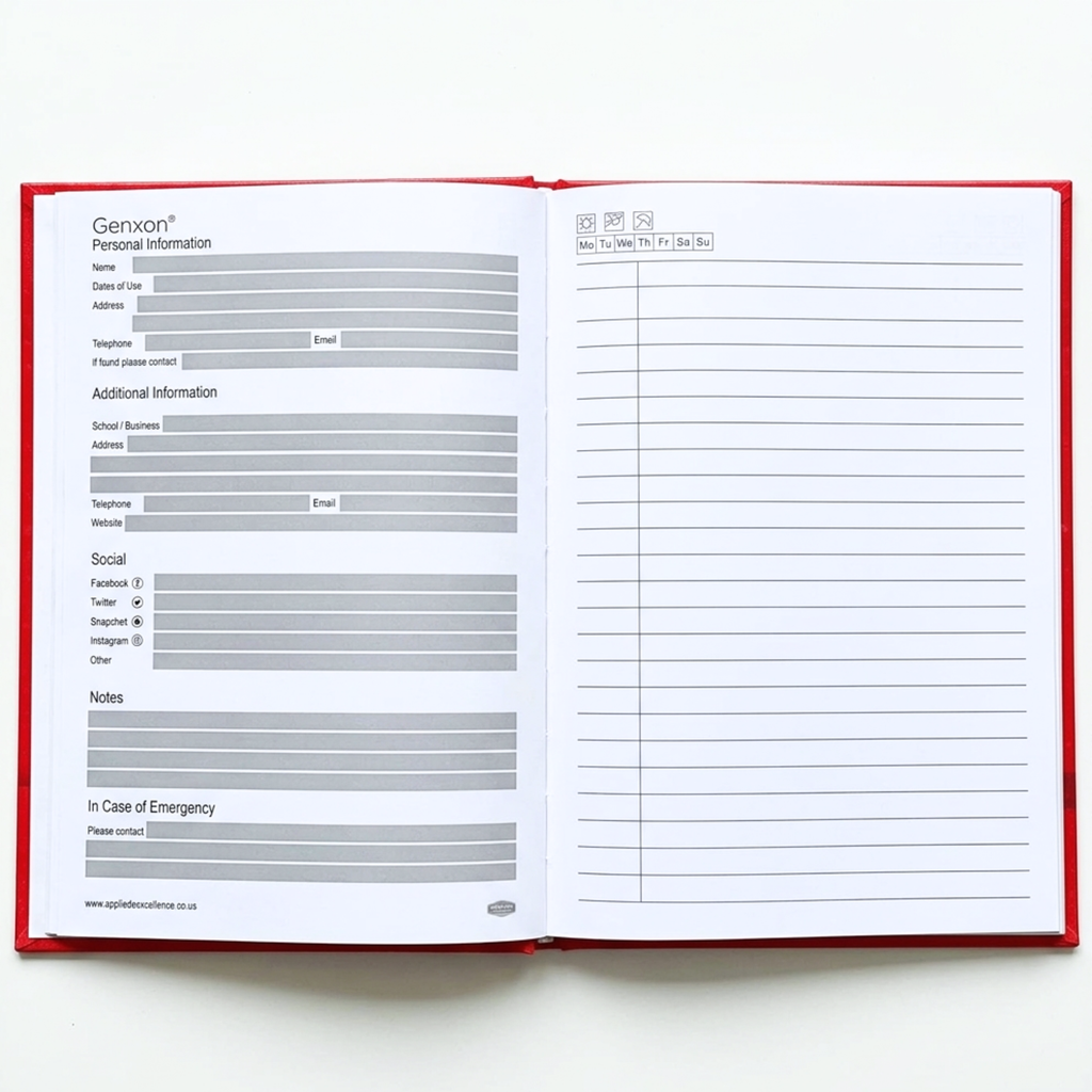 A4 Hardback Notebook 160 Pages 100gsm Lined Ruled with Margin Red Black Blue