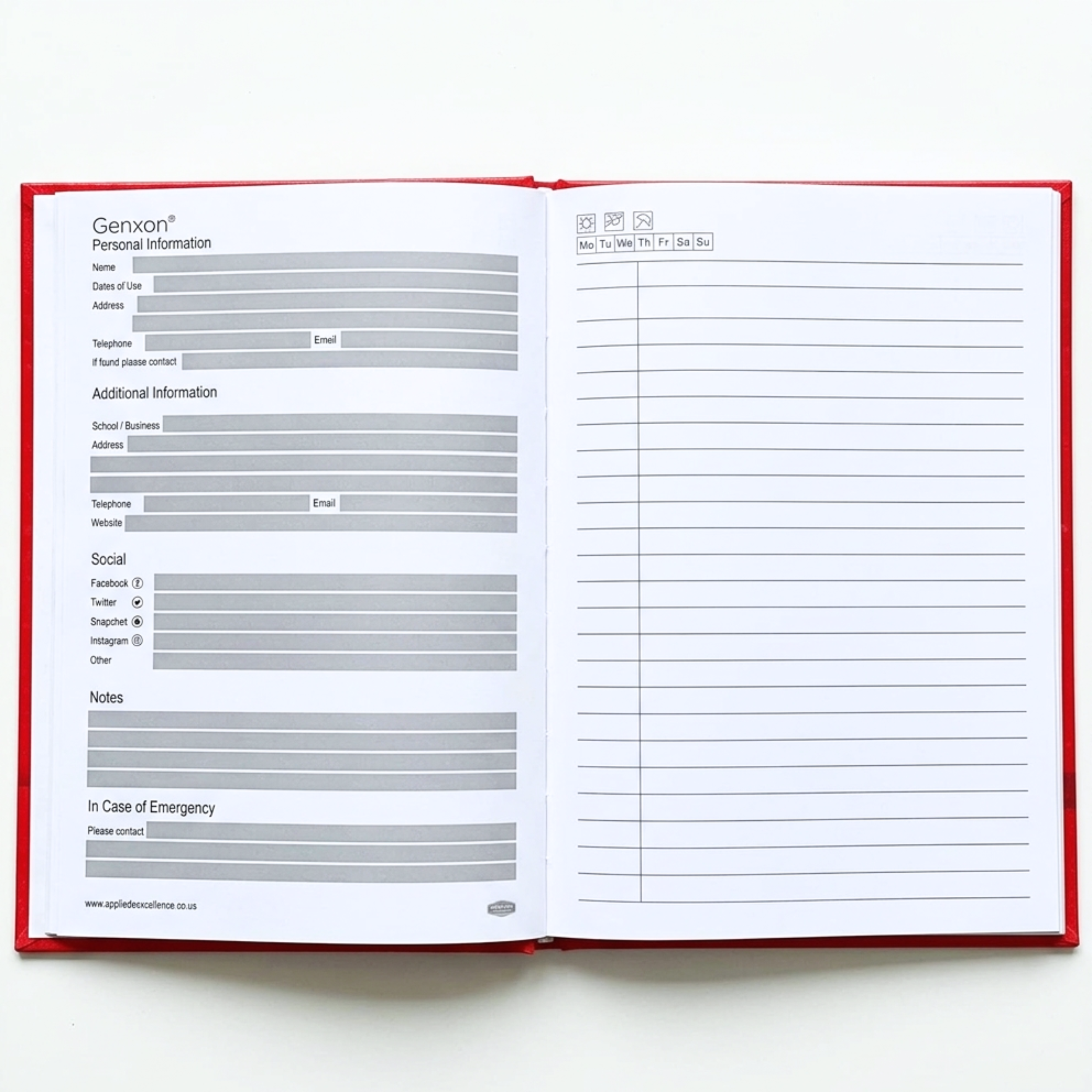 A4 Hardback Notebook 160 Pages 100gsm Lined Ruled with Margin Red Black Blue