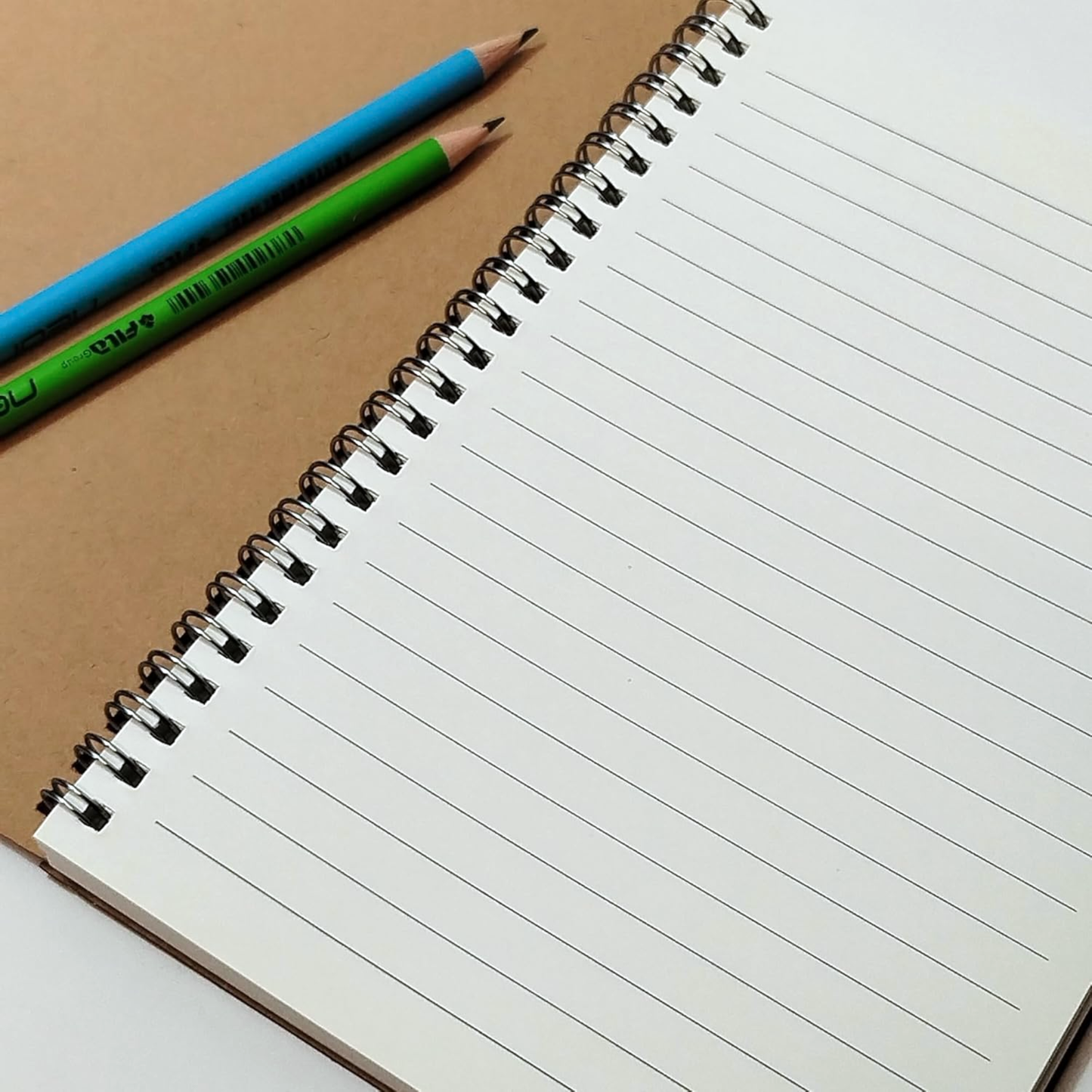 Lined Notebook – Spiral Wirebound Writing Journal | Kraft Cover | Wide Ruled | 80 Sheets | A4 & A5