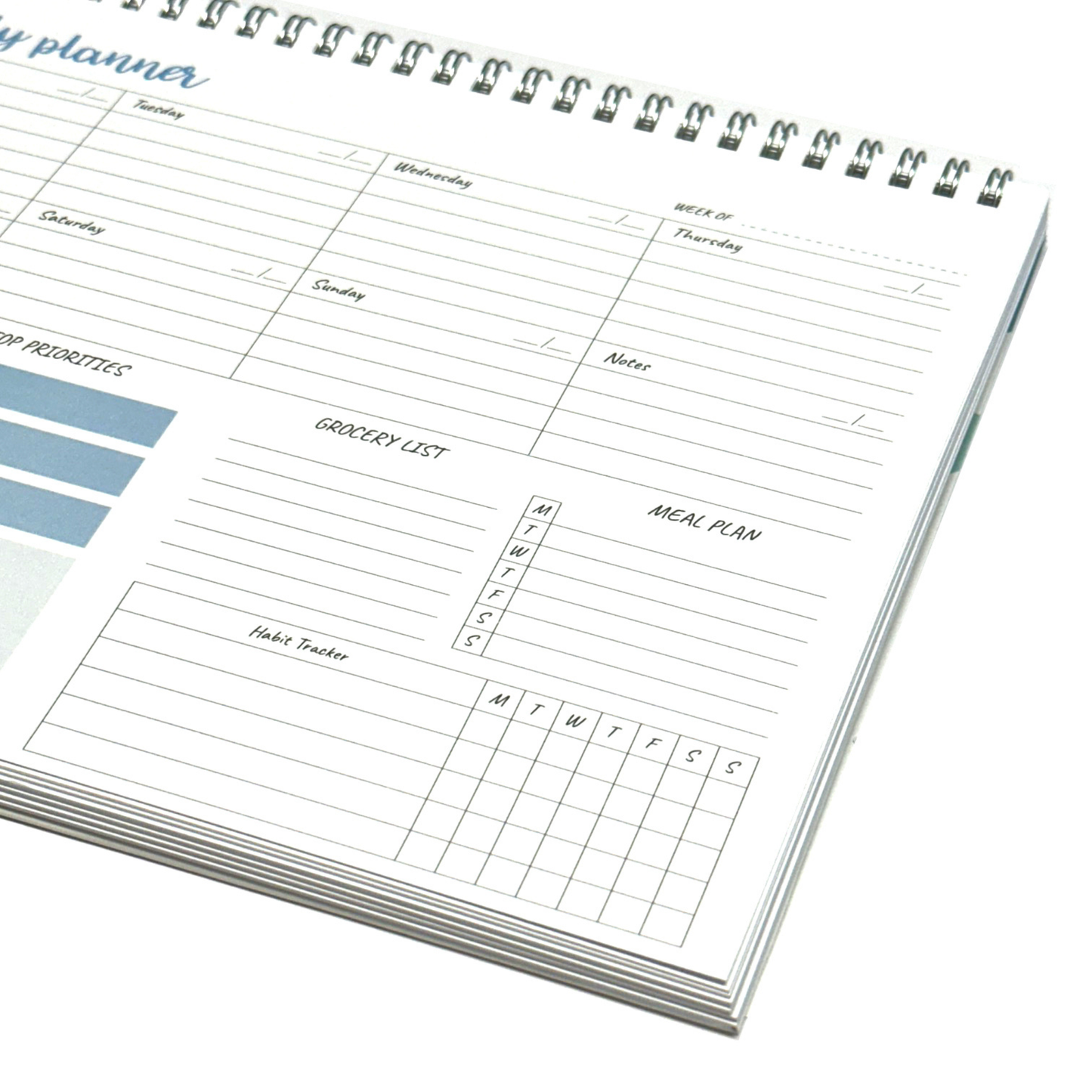 Weekly Desk Planner | Dual-Colour Pink & Blue | 52 Tear-Off Sheets