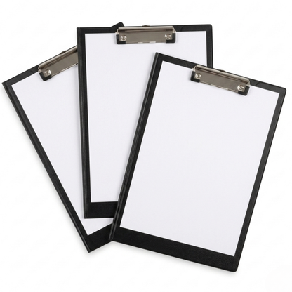 A4 Fold-Over Clipboard | Black | Low-Profile Metal Clip & Inner Pocket