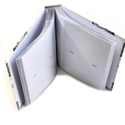 Tropical Leaf Hardback Photo Album – 200 Slip-In Photos | Gold Foil Memories | White & Grey | 22x22cm