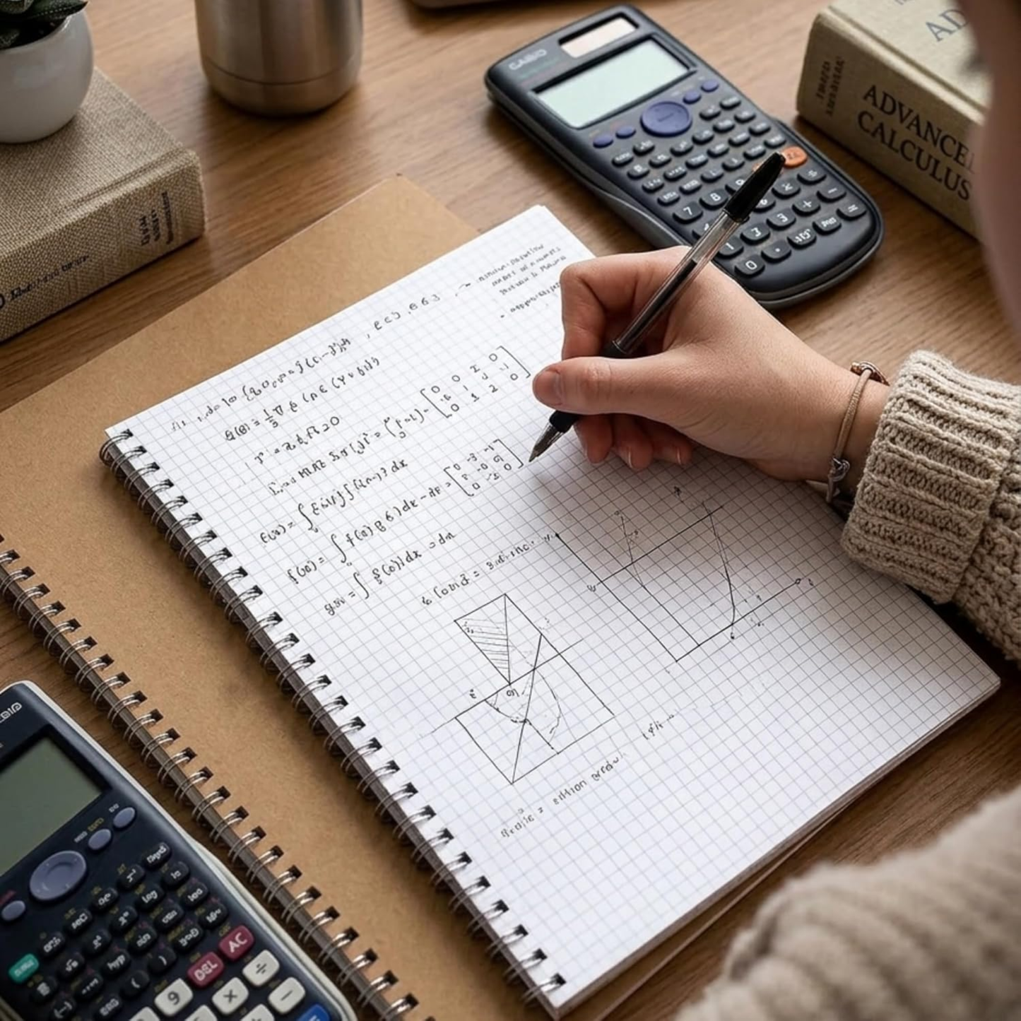 Maths Notebook | Brown Kraft Cover | 5mm Graph Paper Spiral Pad | A4 & A5