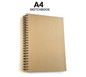 Genxon A4 Spiral Hardback Kraft Sketchbook – 60 Sheets 160gsm cartridge paper, ideal for drawing, illustration and art journaling