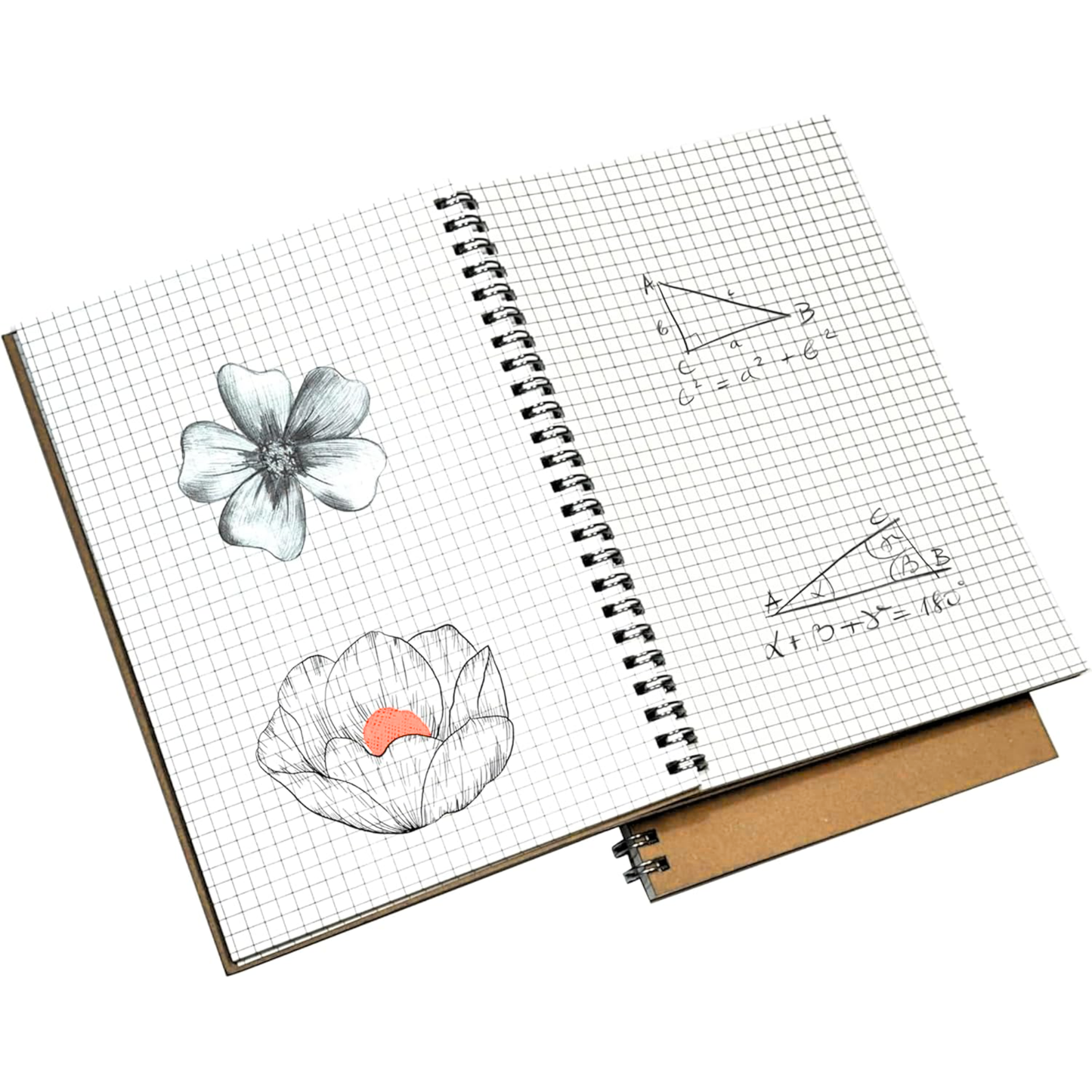 Maths Notebook | Brown Kraft Cover | 5mm Graph Paper Spiral Pad | A4 & A5