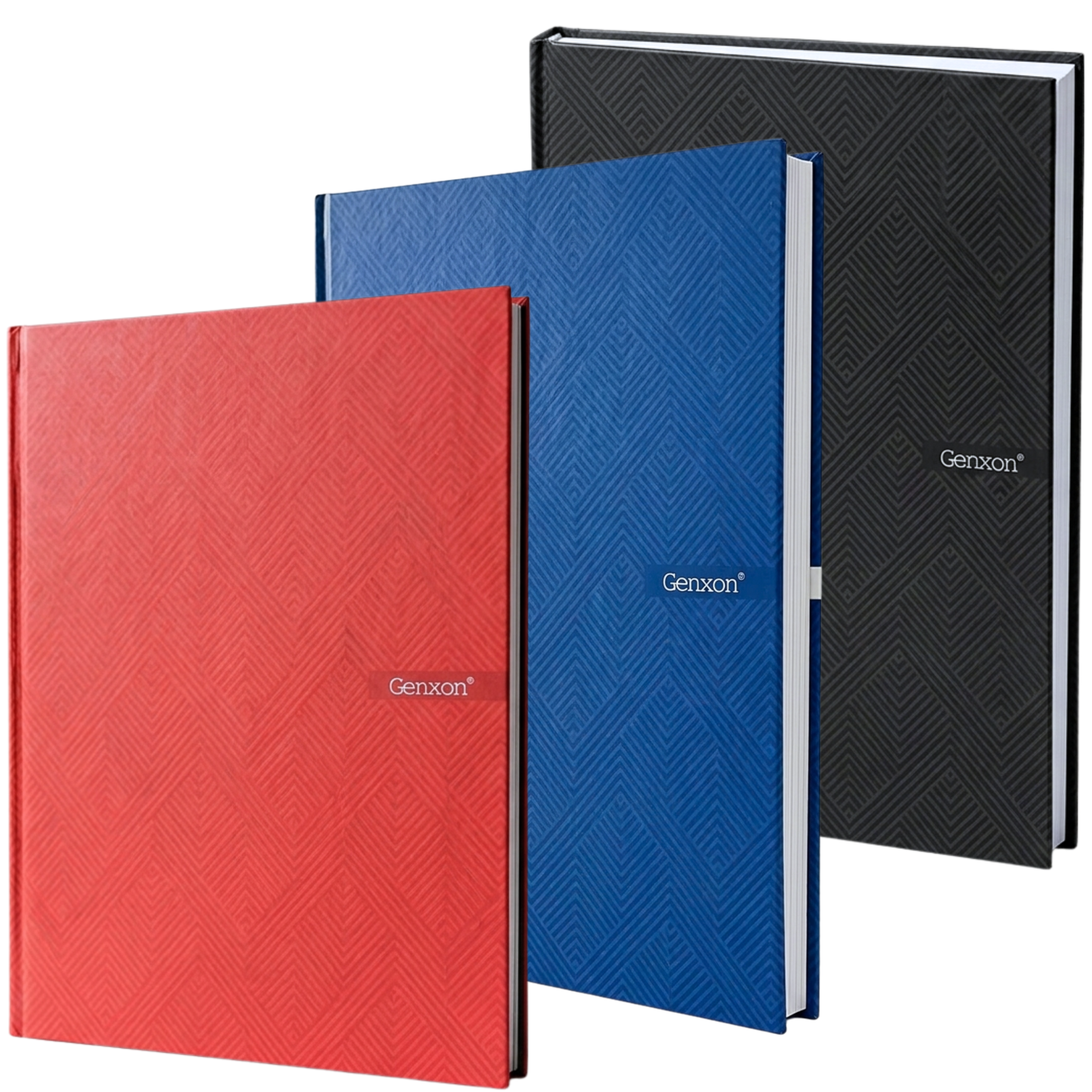 A4 Hardback Notebook 160 Pages 100gsm Lined Ruled with Margin Red Black Blue
