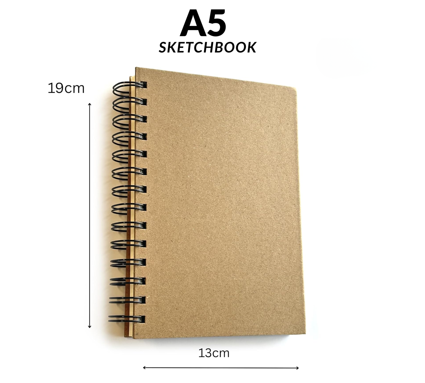 Genxon A5 Spiral Hardback Kraft Sketchbook – 60 Sheets 160gsm cartridge paper, compact size for travel sketching and art journaling