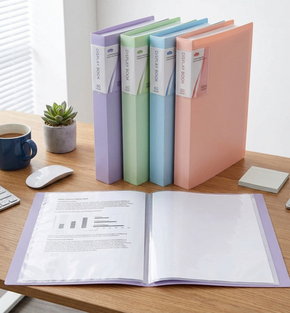 A4 Display Book Presentation Folder | 10 20 30 40 60 Pockets | Pastel Portfolio File
