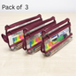 GenXon Clear Transparent Pencil Case Pack of 3 | 2 Compartments | Zip Pouch