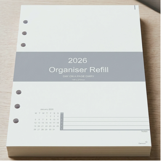 A5 Diary Refill 2026 – Day Per Page, Time Slots 8am–8pm | Filofax Compatible