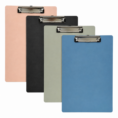 A4 Wooden Clipboard with Metal Clip – Blue, Black, Pink & Grey