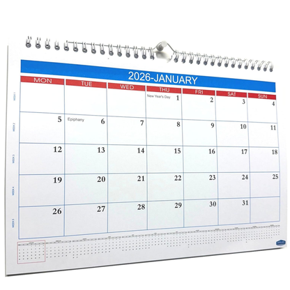 Wall calendar showing January 2026 with a white background