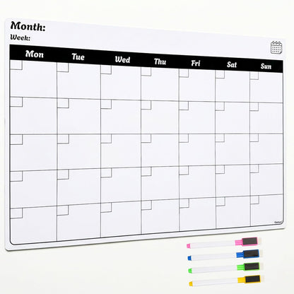 Magnetic Weekly Planner Fridge Board | A3 Landscape | Dry-Wipe Whiteboard | 4 Markers Included
