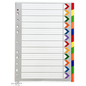 A4 File Dividers 12 Part | Coloured Punched Card Filing Dividers with Writable Index Tabs for Ring Binders & Lever Arch Files