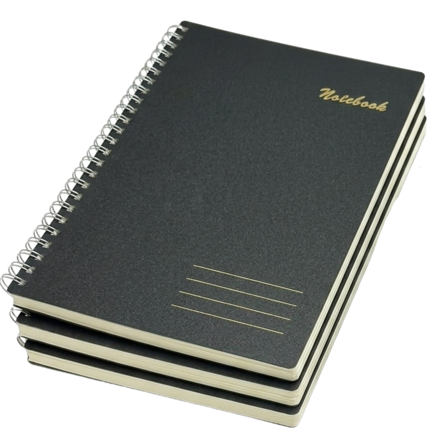 Spiral Notebook – 160 Lined Pages | 80gsm Wide Ruled | Black Wipeable Cover | A5 & B5