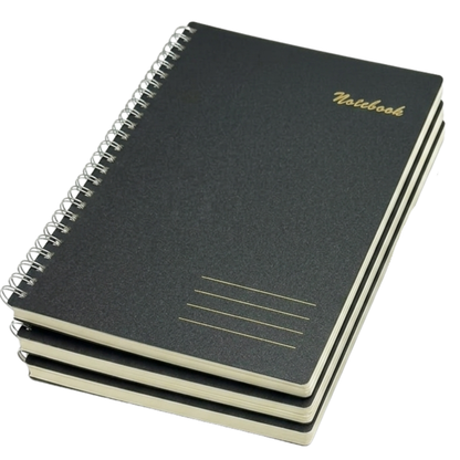 Spiral Notebook – 160 Lined Pages | 80gsm Wide Ruled | Black Wipeable Cover | A5 & B5