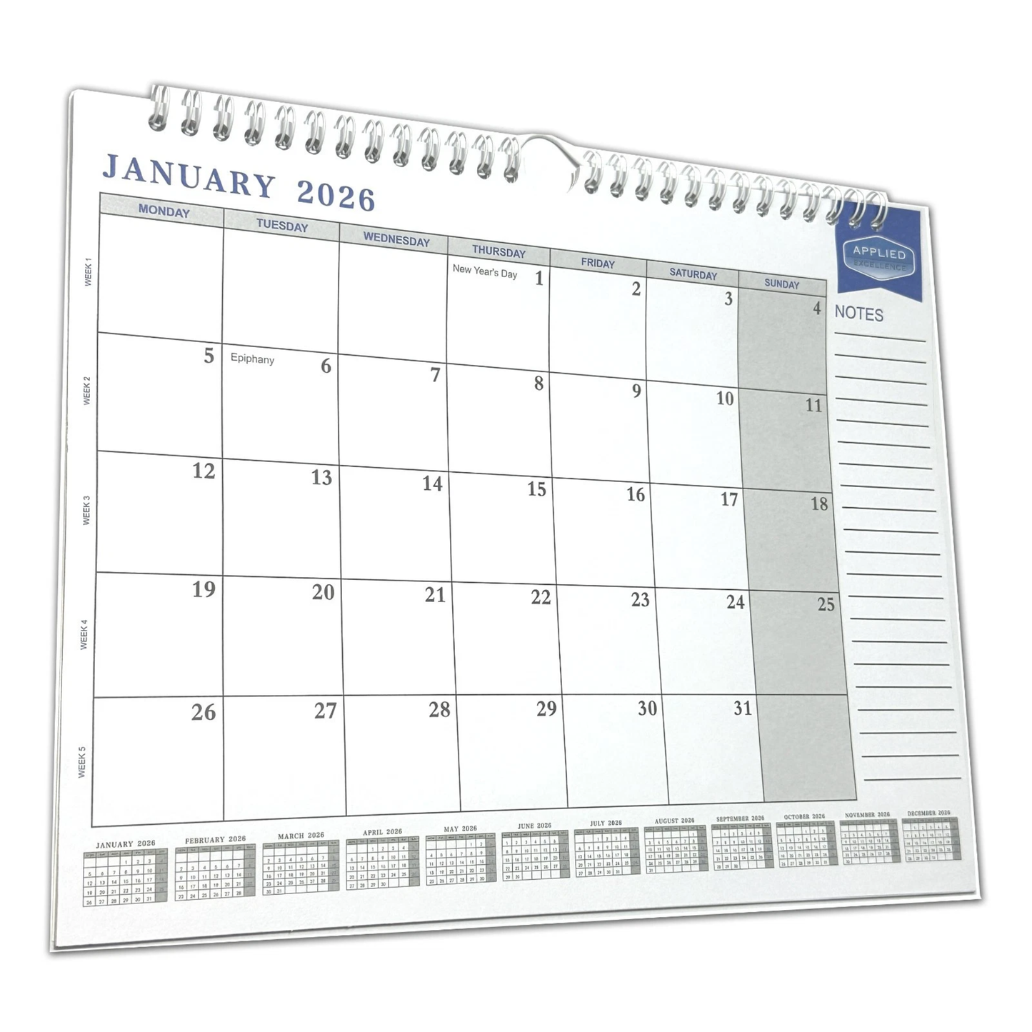 2026 Easy Glance Calendar | Month to View | Notes | Wall & Desktop Planner