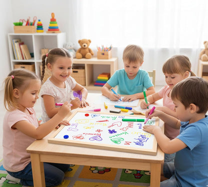 Magnetic Whiteboard | Wooden Frame | Dry Erase Noticeboard | Includes Marker & 2 Magnets