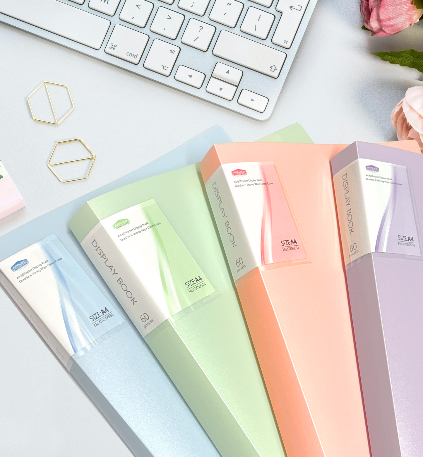 A4 Display Book Presentation Folder | 10 20 30 40 60 Pockets | Pastel Portfolio File