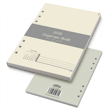GenXon 2026 A5 Diary Refill | Week on Two Pages | Filofax Compatible | 148x210mm