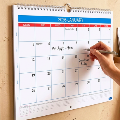 2026 Wall Calendar | Month to View Family Planner | Large Writing Space | Jan–Dec | Home Office School