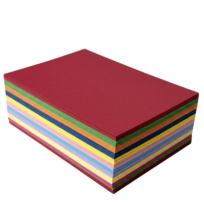 Stack of colorful paper sheets on a white background