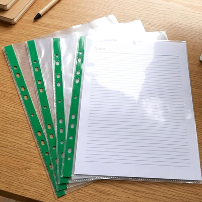 A4 Punch Pockets Pack of 50 – Crystal Clear Filing Wallets with Coloured Spine