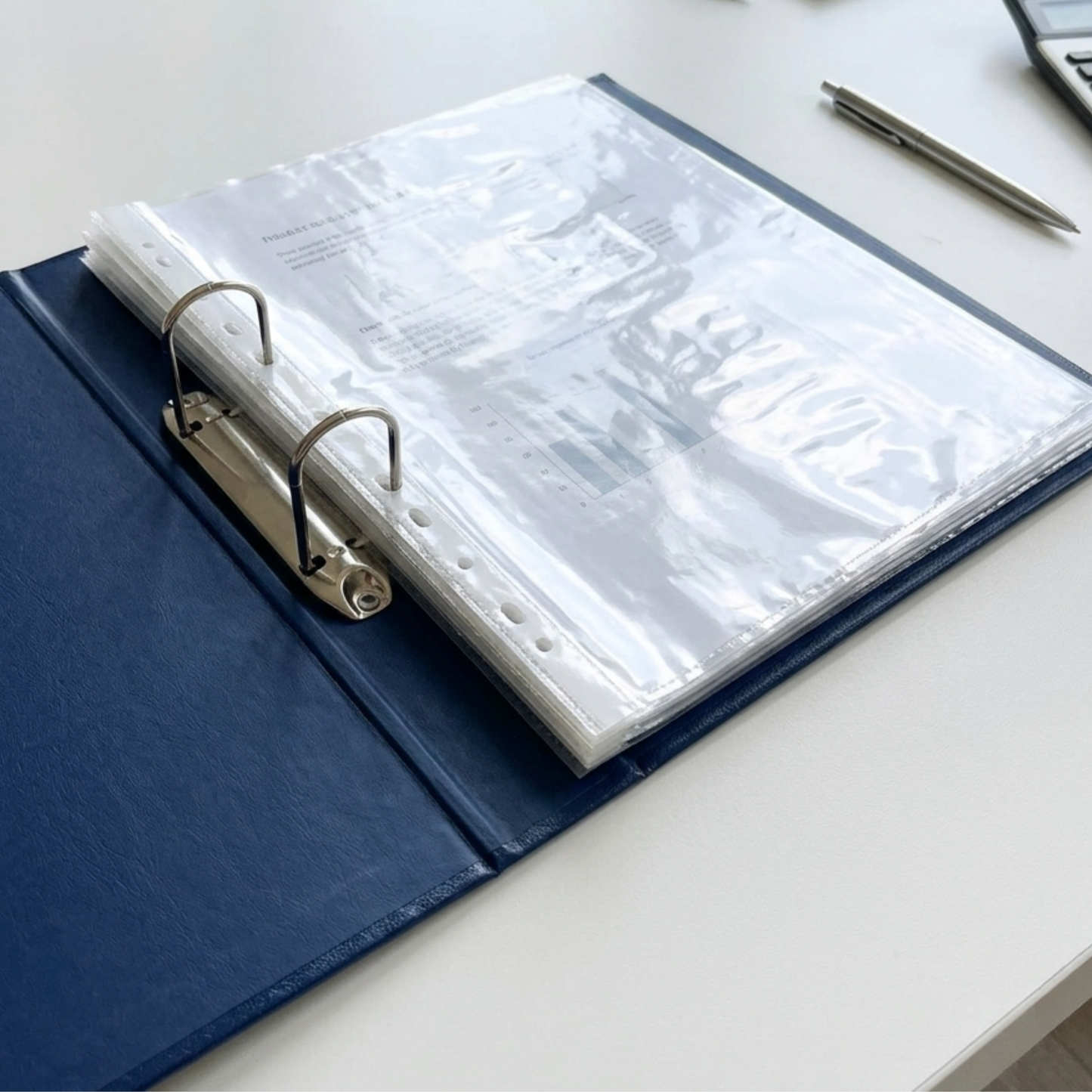 A4 Punch Pockets Pack of 50 – Crystal Clear Filing Wallets with Coloured Spine