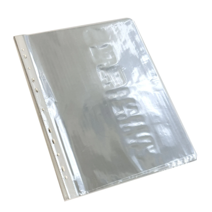 A4 Punch Pockets Pack of 50 – Crystal Clear Filing Wallets with Coloured Spine