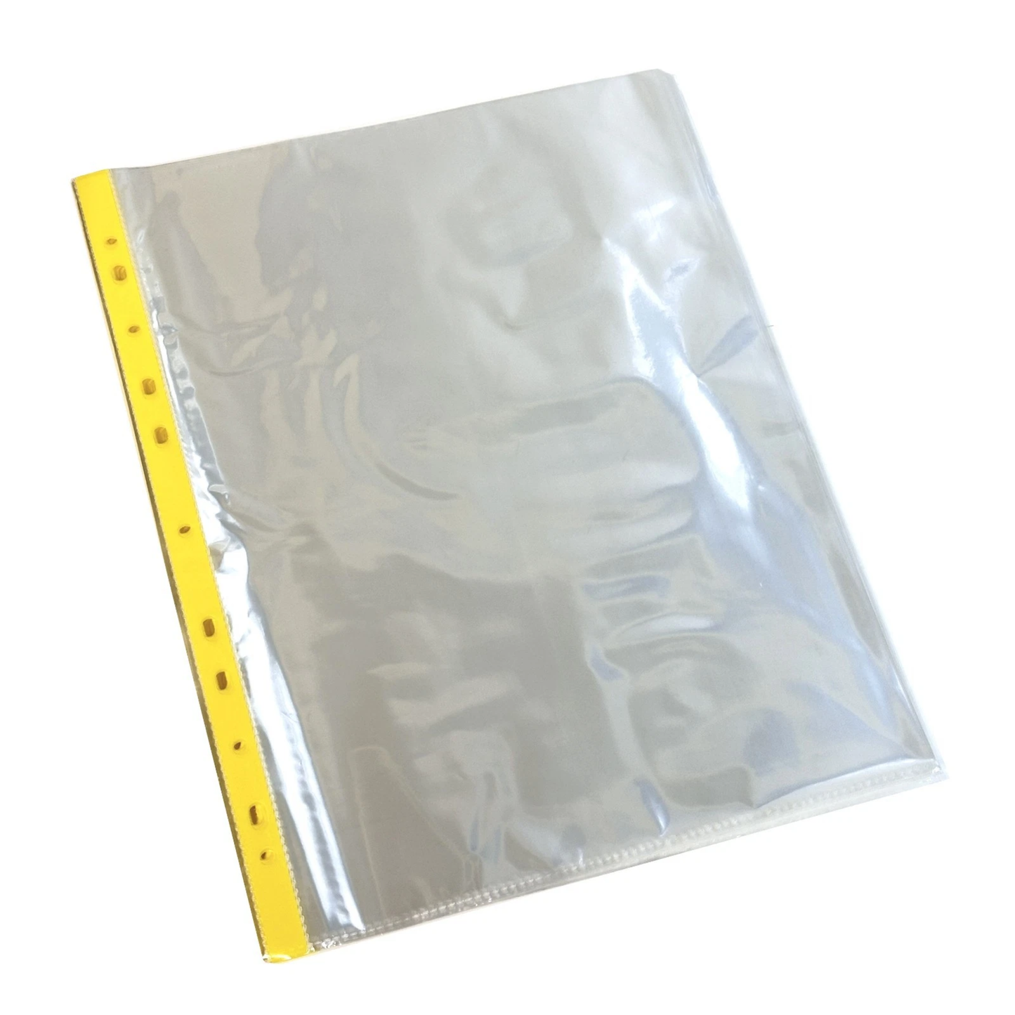A4 Punch Pockets Pack of 50 – Crystal Clear Filing Wallets with Coloured Spine