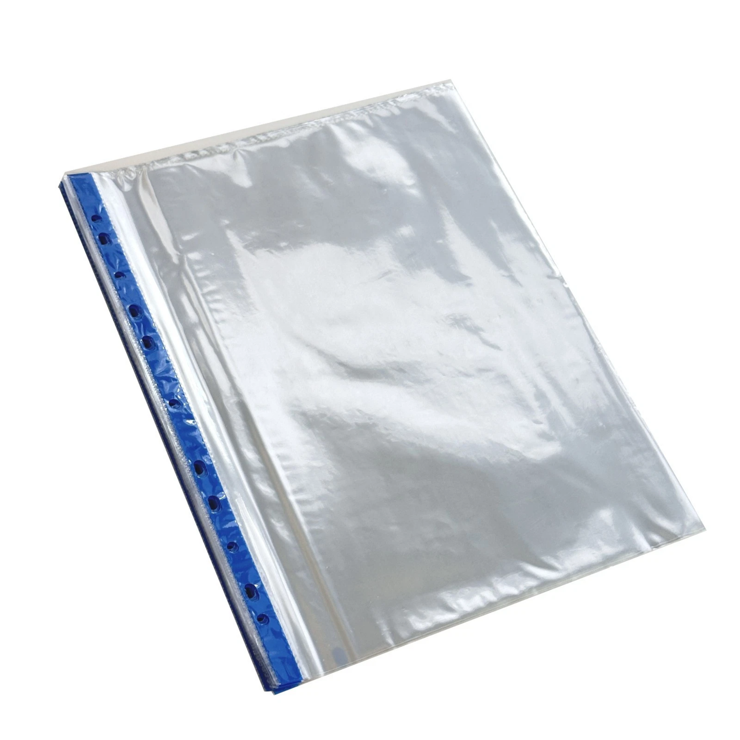 A4 Punch Pockets Pack of 50 – Crystal Clear Filing Wallets with Coloured Spine