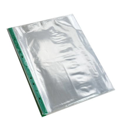 A4 Punch Pockets Pack of 50 – Crystal Clear Filing Wallets with Coloured Spine