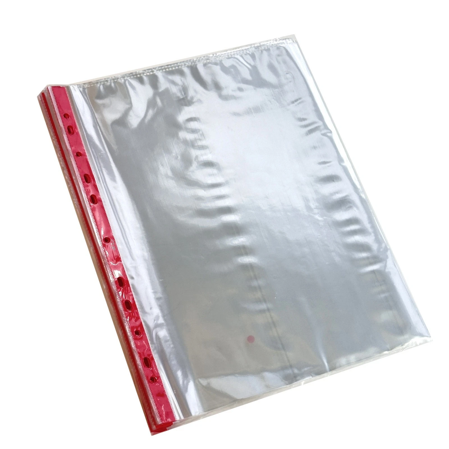 A4 Punch Pockets Pack of 50 – Crystal Clear Filing Wallets with Coloured Spine
