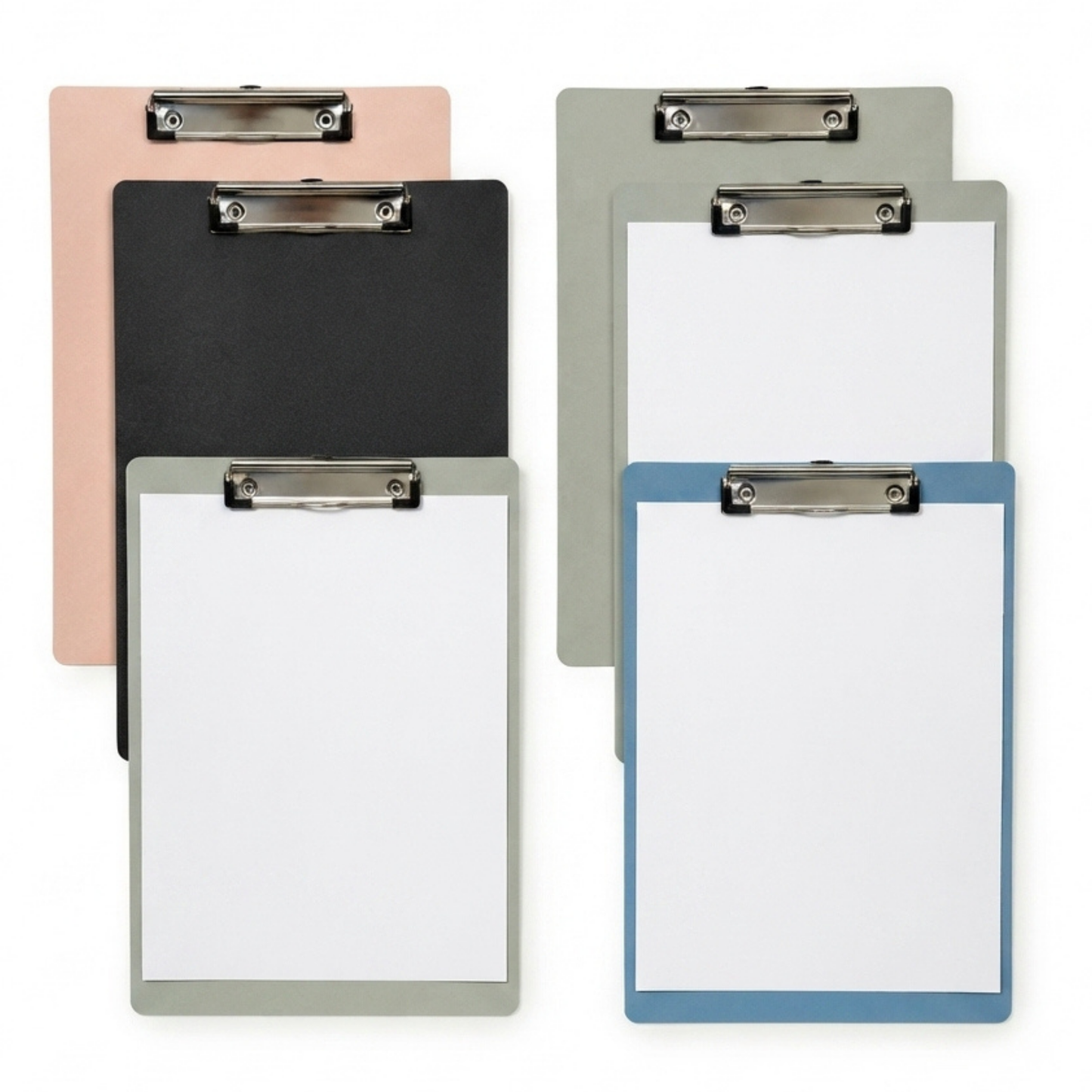 A4 Wooden Clipboard with Metal Clip – Blue, Black, Pink & Grey