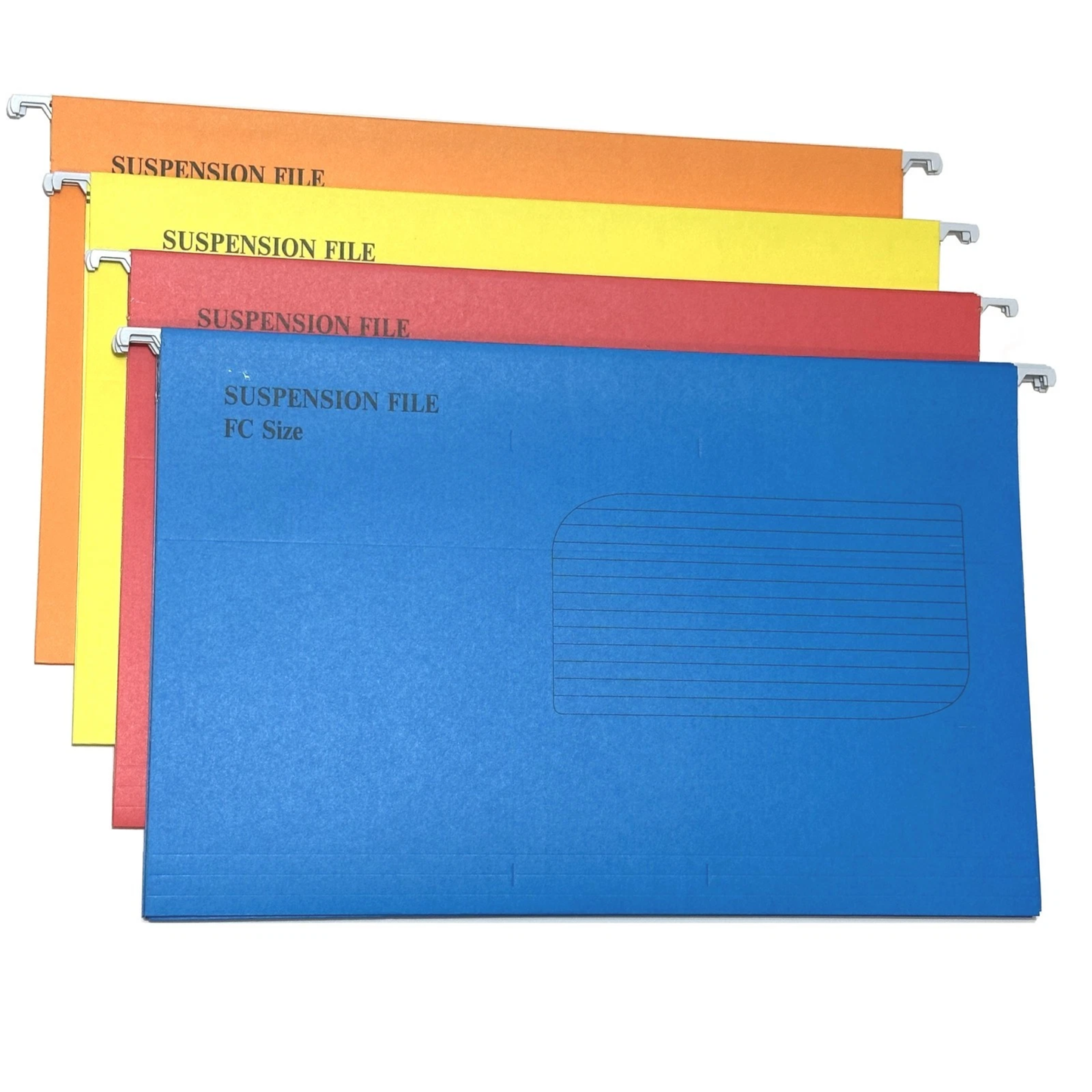Foolscap Suspension Files with Tabs, 40cm Runners, Assorted Colours