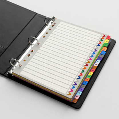 A4 A-Z Alphabetical File Dividers | 20 Part Colour-Coded Index Tabs | Ring Binder Organiser