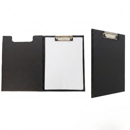 A4 Fold-Over Clipboard | Black | Low-Profile Metal Clip & Inner Pocket