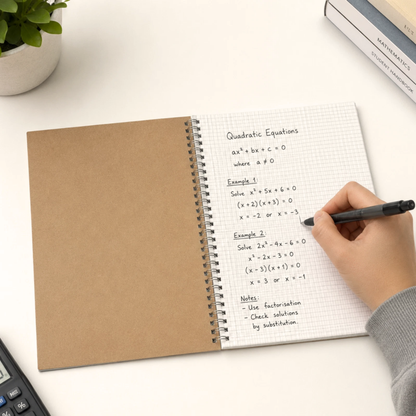 Maths Notebook | Brown Kraft Cover | 5mm Graph Paper Spiral Pad | A4 & A5