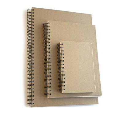 Spiral Hardback Kraft Sketchbook | A3 A4 A5 | 60 Sheets 160gsm | Art Journal for Adults & Children